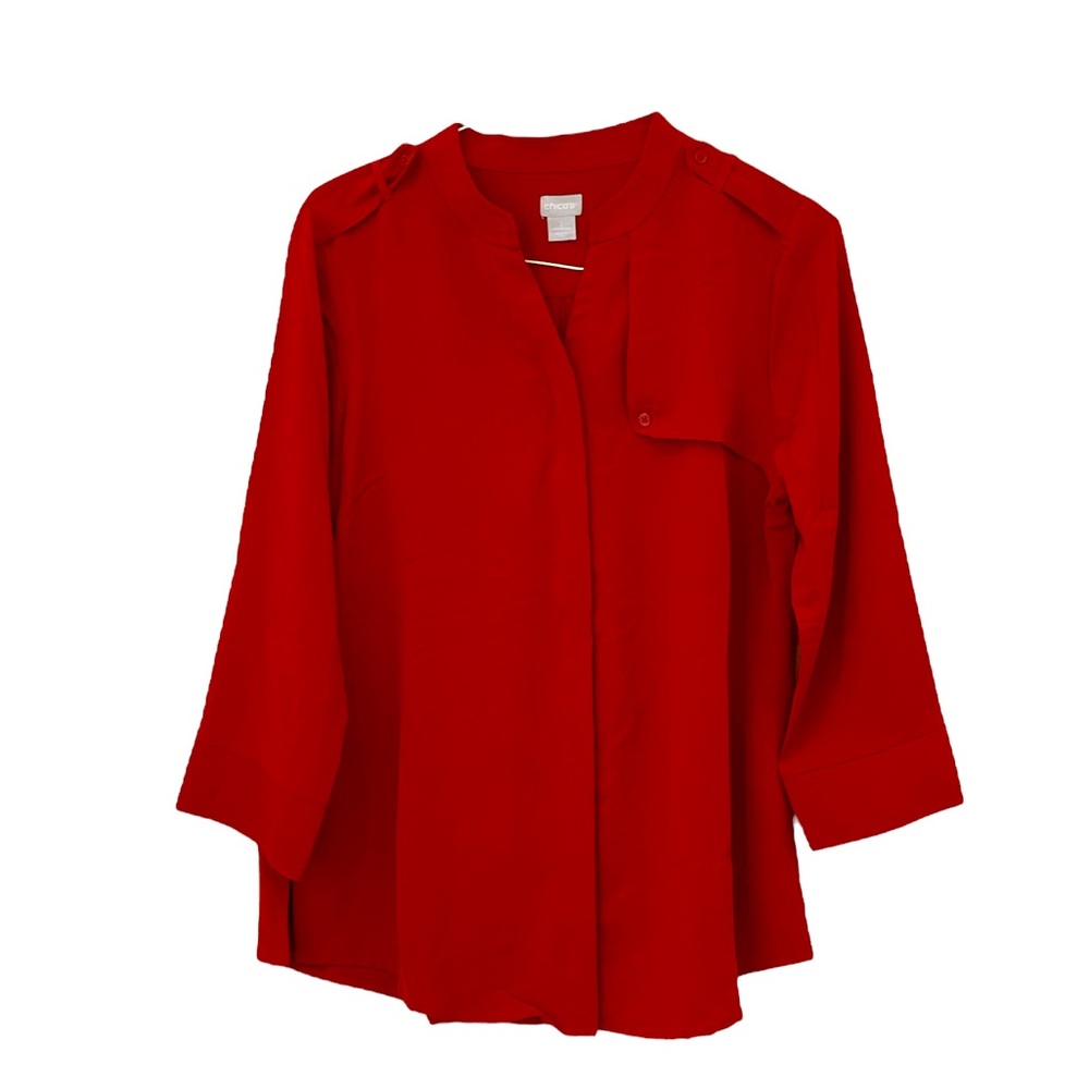 Chico’s flared tunic w/epaulettes & scarf - Picture 3 of 7